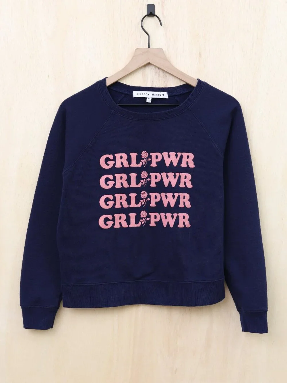 Rebecca Minkoff Navy Girl‎ Power Sweatshirt Crewneck Medium (Runs Small)